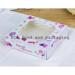 กล่องบราวนี่ ลายสีน้ำ - ฟ้า Life is sweet (20ใบ)