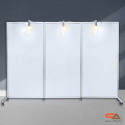 บอร์ดจัดนิทรรศการ อะลูมิเนียม ตั้งต่อเนื่อง 3 บานพร้อมล้อ ขนาด (W)100 x (H)200 ซม. ถอดประกอบและพับเก็บได้