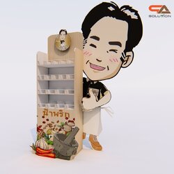 ชั้นวางสินค้าพลาสวูด 4 ชั้น ขนาด(W)45 x (D)35 x (H)135 ซม.พร้อมงานพิมพ์ พลาสวูดหนา 8 มม. สั่งผลิตตามแบบ