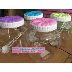 P02563 ขวดโหลพลาสติกใส ปาก 3 นิ้ว พร้อมช้อน เกรดเอ ราคาต่อโหล (คลิ๊กที่สินค้าเพื่อดูรายละเอียด)
