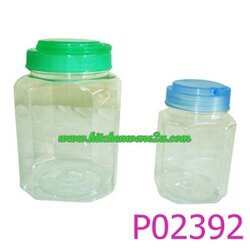 P02392 ขวดโหล PET หูหิ้ว P001 (ปากกว้าง 7.6 สูง 15.4 ก้นขวด 9.5 ซม) ราคาส่งต่อ 12 ใบ