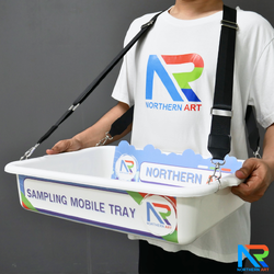SAMPLING MOBILE TRAY ถาดแจกเคลื่อนที่ ขนาด (W)52 x (D)38 x (H)11 cm. ถาดพลาสติกสีขาวพร้อมสายคล้อง