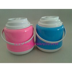 P06987 กระติกโอเลี้ยง ใส่หลอดได้ สีหวาน ขายดีมาก (ราคาส่งต่อ 1 โหล: 12 ชุด)