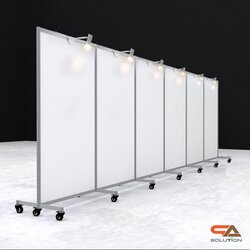 บอร์ดจัดนิทรรศการ อะลูมิเนียม ตั้งต่อเนื่อง 6 บานพร้อมล้อ ขนาด (W)100 x (H)200 ซม. ถอดประกอบและพับเก็บได้