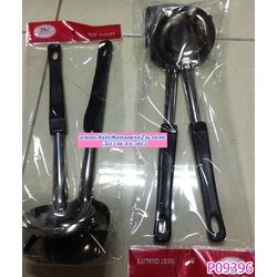 P09396 ชุดตะหลิว+ทัพพีด้ามดำ ราคาส่งต่อ 1 โหล: 12 แพค:เฉลี่ย 15 บ/แพค (ยกลัง 20 โหล:170 บ/โหล)