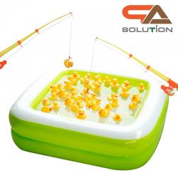 เกมส์ตกเป็ด สระน้ำเป่าลม ขนาด (W)85 x (L)85 x (H)23cm.พร้อมชุดเป็ดและคันเบ็ด 5 แพค แถมฟรี! ที่สูบลมไฟฟ้า 1 เครื่อง