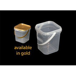 RW1884 - กระปุกเซฟตี้ซิล สี่เหลี่ยม (สีทอง) 650ml. + ฝา (25ใบ)