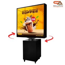 ตู้ไฟLEDตั้งพื้น หมุนได้360องศา ขนาด (W)120 x (D)120 x (H)224 ซม. โชว์งานพิมพ์ 2 ด้าน ไว้ภายนอกอาคารได้ (สั่งผลิตและติดตั้ง ตามขนาดที่ต้องการได้ )