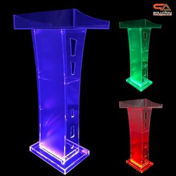 โพเดียมอะคริลิค เรืองแสงไฟ LED พร้อมรีโมทคอนโทรล รุ่น LED-03 ขนาด (W) 60 x (L) 40 x (H) 113 ซม.