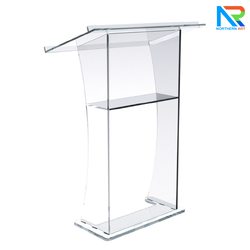 โพเดียม อะคริลิคใส AC-10 ขนาด(W)90 x (L)50 x (H)125 cm. TOP เอียงพร้อมกันตก วัสดุอะคริลิคใส หนา 15-20 มม.