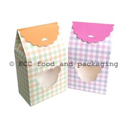 BB06 - กล่อง คุ้กกี้ ลาย สก๊อต ส้ม / ชมพู (20ใบ) - Ido