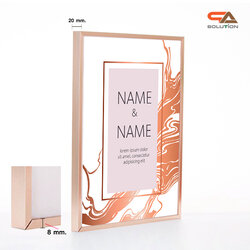 กรอบภาพ รุ่น B สีโรสโกลด์ เปิดเฟรมด้านบนเพื่อสอดงานพิมพ์ น้ำหนักเบา ติดตั้งง่าย ไม่ต้องเจาะผนัง