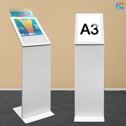 โปสเตอร์สแตนด์ ตั้งพื้น A3 สีขาว รุ่นโชว์รูมรถยนต์ สอดงานพิมพ์ด้านบน เปลี่ยนงานพิมพ์ง่าย ฐานมั่นคงแข็งแรง