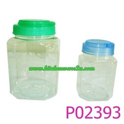 P02393 ขวดโหล PET หูหิ้ว P002 (ปากกว้าง 9.2 สูง 18.5 ก้นขวด 12.0 ซม) ราคาส่งต่อ 12 ใบ