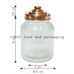 RSC-1050 โหลแก้วรื้ว ฝาสแตนเลศ สีคอปเปอร์ (1000ml.)