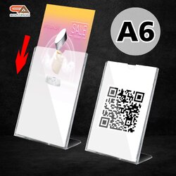 CLEARANCE SALE ป้ายตั้งโต๊ะ รุ่น L ขนาด 10x15 cm. วัสดุพลาสติกใส สอดงานพิมพ์ด้านบน