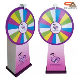 เกมส์วงล้อตั้งพื้น มือหมุน สีขาว ขนาดวงล้อ 80 ซม.สูง 170 ซม. ถอดประกอบไม่ได้