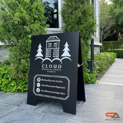 ป้ายตั้งพื้น ป้ายมินิมอล สีดำ 2 หน้า พับเก็บได้ พลาสวูดหนา 8 มม. มี 2 ขนาด 38x58 และ 58x78 cm.