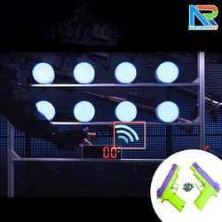 เป้าไฟฟ้าไร้สาย Wireless electronic scoring target เป้าไฟ LED 8 ดวง พร้อมตัวคอนโทรลแสดงผล LED ปืนกระสุนเจล 2 กระบอก