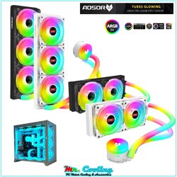 Liquid CPU Cooler รุ่นพิเศษท่อน้ำเรืองแสง 5vARGB Auto RGB รุ่นAOSOR AS360 AS240 รองรับINTELและAMD