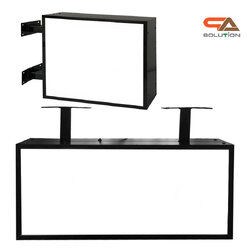 ตู้ไฟLED ทรงสี่เหลี่ยม 2 หน้า ขอบสีดำ พร้อมอะคริลิคหน้าเรียบ พร้อมขายื่น ติดตั้งง่าย (ราคาเฉพาะโครงตู้ ไม่รวมงานพิมพ์ )