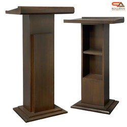 โพเดียมไม้ สีโอ๊ค ทรงโมเดิร์น TOPตรง ขนาด (W)55 x (L)42 x (H)109 cm. พร้อมชั้นวางของ