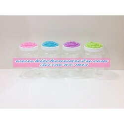 P07880 ขวดโหลใส ปาก 3 นิ้ว ฝาดอกไม้ (ราคาส่งต่อ 1 โหล: 12 ใบ)