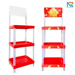 ชั้นวางสินค้าพลาสติก 3 ชั้น สีแดง ขนาด (W) 53 x (L) 35 x (H) 140 cm. น้ำหนักเบา ถอดประกอบได้