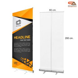 ROLL UP GRADE A โรลอัพ ขนาด 80x200 ซม. โครงสร้างอะลูมิเนียมอย่างดี แข็งแรง ทนทาน ม้วนเก็บได้ พกพาสะดวก