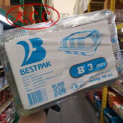 BESTPAK - กล่องอาหาร B3 ขนาด 11.2x15.4x6 cm. (100 ชิ้น)