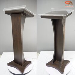 โพเดียมลายไม้ สีโอ๊คน้ำตาล ขนาด (W)48 x (L)40 x (H)120 cm. Top อะคริลิคในหนา 5 มม.พร้อมหมุด