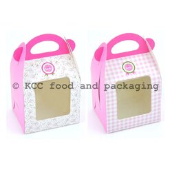 BB14 - กล่องคัพเค้ก 1 ชิ้น + ฐาน Scott ชมพู / Spring ชมพู (10ใบ) - Ido