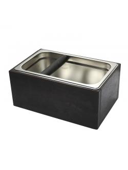 อ่างเคาะกากกาแฟ +กล่องไม้ตั้งอ่างเคาะกาก สูง 12.5 สี่เหลี่ยมผืนผ้า (ไม้สีแดงออกดำ)