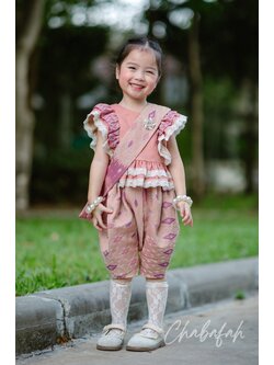 (เซต 4 ชิ้น) ชุดไทยแบรนด์ Chabafah รุ่น "ศิรินภา" สีชมพูพีช