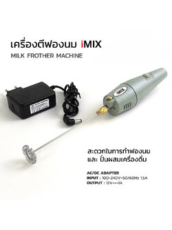 เครื่องตีฟองนมไฟฟ้า ด้ามสีเทา 12V. 10000RPM
