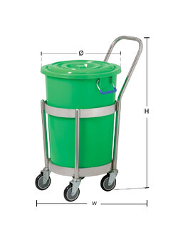 ดอลลี่กลม มีมือจับ SRH17S+ถังพลาสติก 309+A สีเขียว 60.5 ลิตร