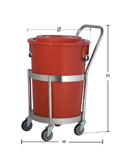 ดอลลี่กลม มีมือจับ SRH26SN+ถังพลาสติก 26GN สีแดง 98 ลิตร