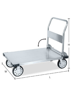 Stainless steel cart One side foldable handlebar 500 kg PU WHEELS