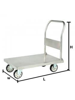 STAINLESS STEEL PLATFORM TRUCK - FIXED HANDLE 350 KG-PU WHEELS