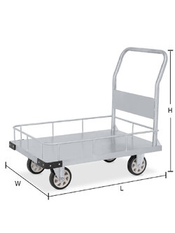 Stainless steel cart with falling edge One-sided non-folding handle 350 kg PU Wheels