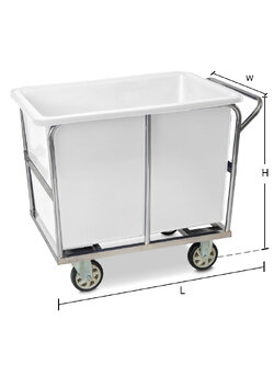 รถเข็นสเตนเลสมีแฮนด์ พร้อมถังหล่อขนาดใหญ่ สีขาว 300 ลิตร