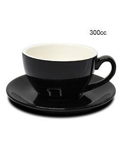 ถ้วยคาปูซิโน่ 300 CC. (Size XL) ถ้วยกาแฟดำ-ขาวข้างใน พร้อมจานรอง 1618-071