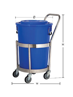 Round dolly with handle+Plastic bucket 26GN BLUE 98 liters