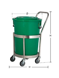 ดอลลี่กลม มีมือจับ SRH26SN+ถังพลาสติก 26GN สีเขียว 98 ลิตร