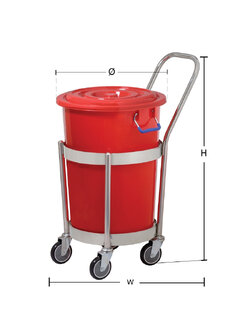 ดอลลี่กลม มีมือจับ SRH17S+ถังพลาสติก 309+A สีแดง 60.5 ลิตร