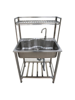 อ่างล้างจาน 1 หลุม พร้อมขาตั้งและชั้นตะแกรงวางภาชนะ รุ่น PSV761