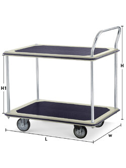 TWO-TIER STEEL PLATFORM TRUCK - SINGLE HANDLE 370 KG-RUBBER WHEELS