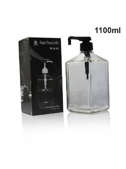 Syrup bottle with black pump