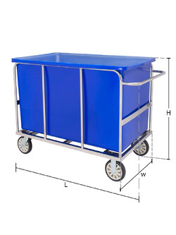 รถเข็นสเตนเลสมีแฮนด์ พร้อมถังหล่อขนาดใหญ่ สีน้ำเงิน 700 ลิตร