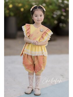 (เซต 4 ชิ้น) ชุดไทยแบรนด์ Chabafah รุ่น ศิรินภา สีเหลือง